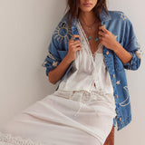 Cosmic Celestial Oversized Denim Jacket – Soft Worn-In Fabric for Stylish Layering 2