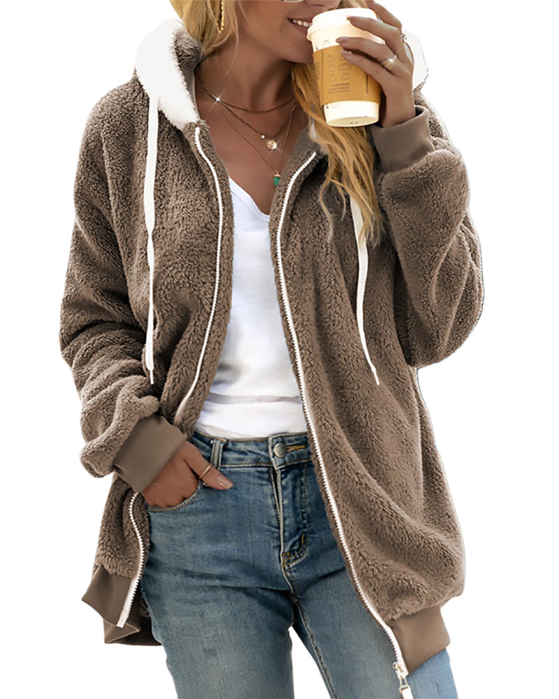 Quinn Women’s Fleece Jacket – Plush Full-Zip Relaxed Fit Hoodie