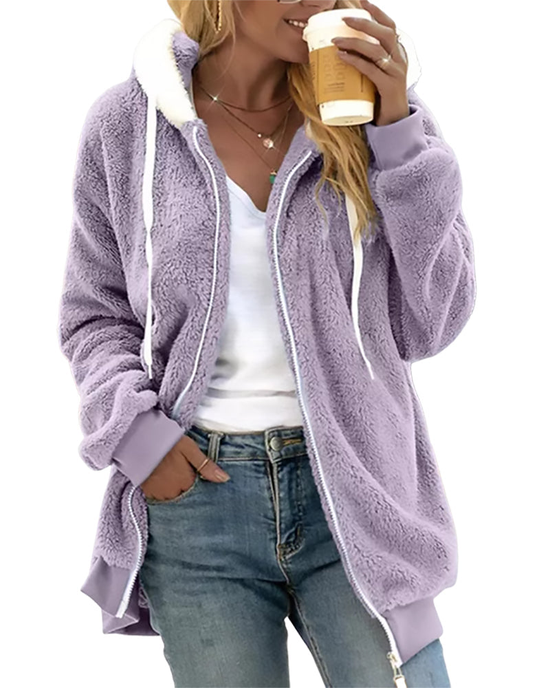 Quinn Women’s Fleece Jacket – Plush Full-Zip Relaxed Fit Hoodie