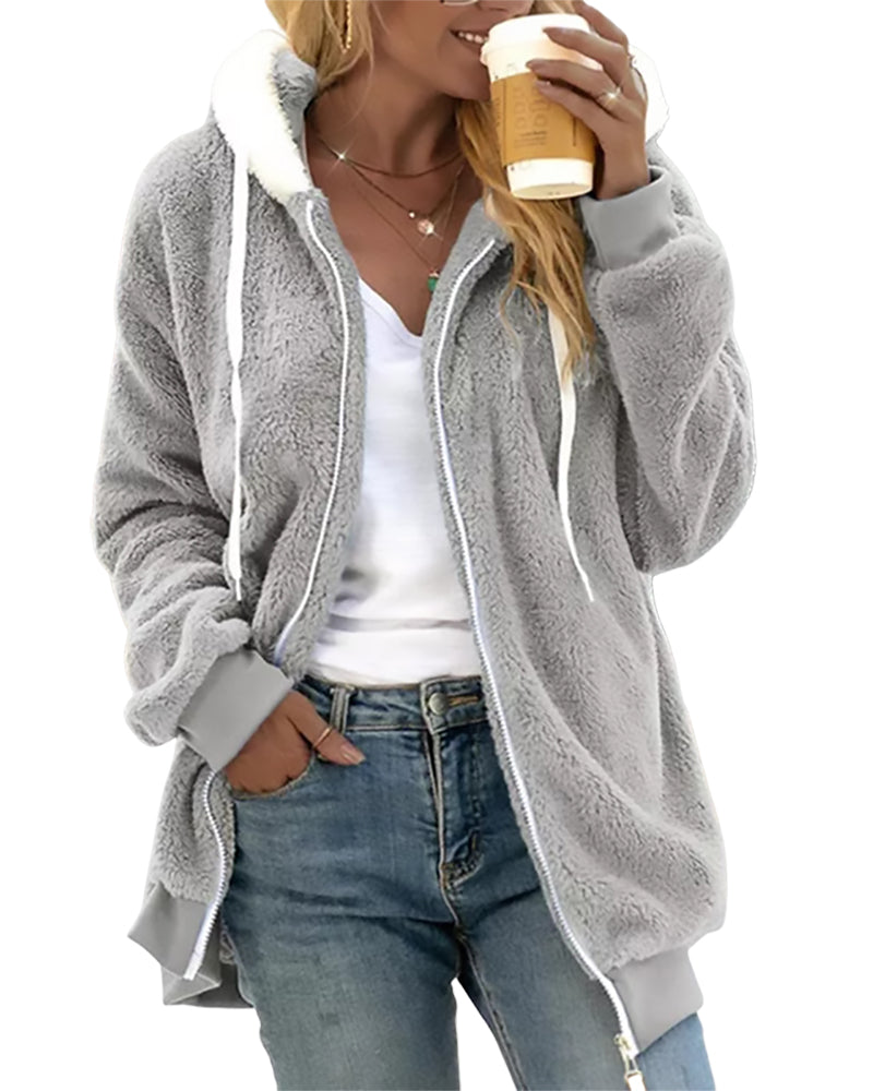 Quinn Women’s Fleece Jacket – Plush Full-Zip Relaxed Fit Hoodie