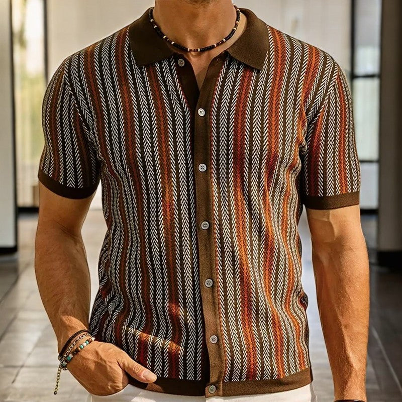 Daniel Men’s Short Sleeve Button Up Shirt – Organic Cotton Herringbone Design