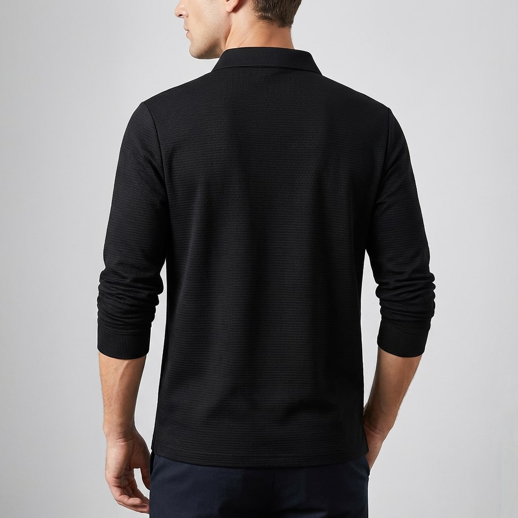 Northwood Men’s Long Sleeve Polo – Soft Woven Fabric with Structured Collar