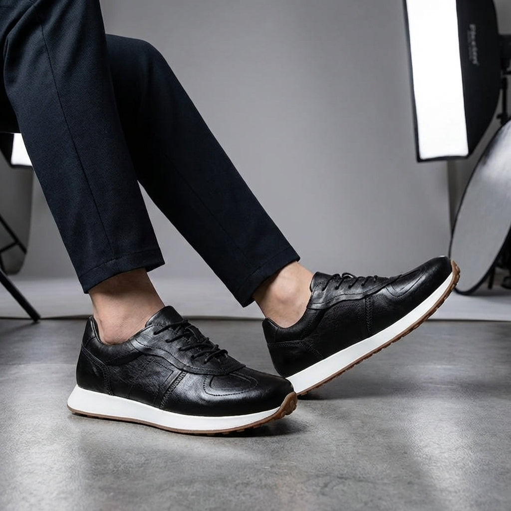 Westfield Italian Cowhide Leather Sneakers — Hand-Stitched Cushioned Casual Footwear