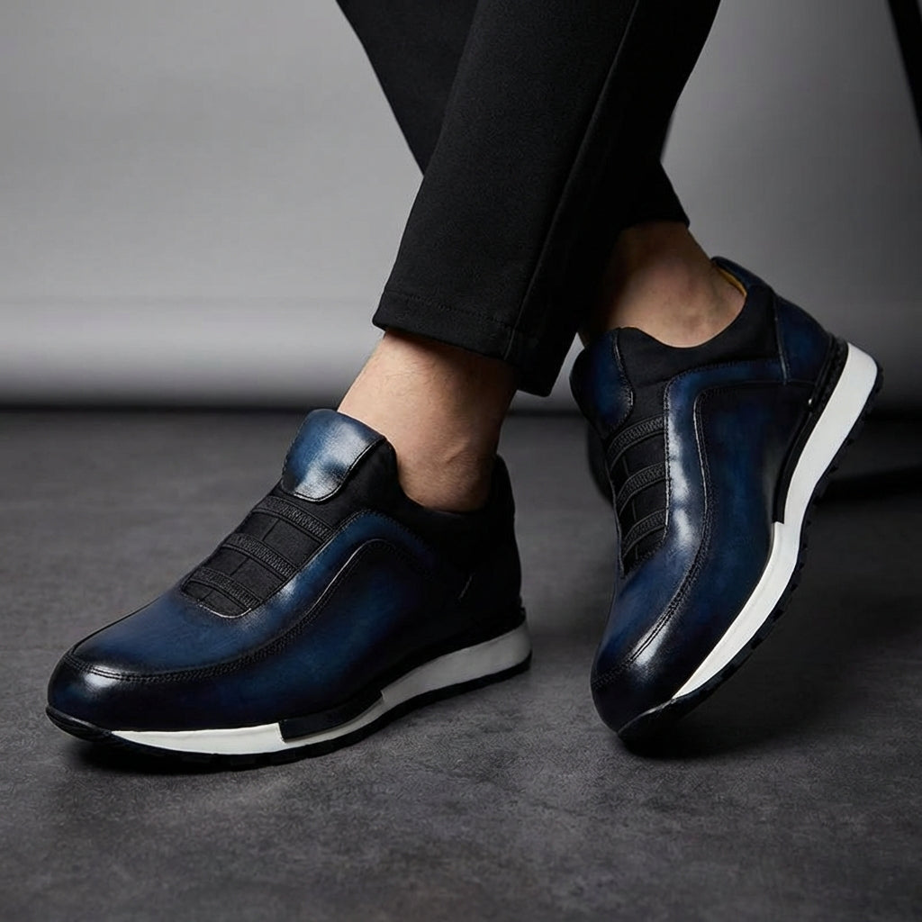 Hayden Genuine Leather Sneakers – Cushioned Streamlined Casual Lace-Up Shoes