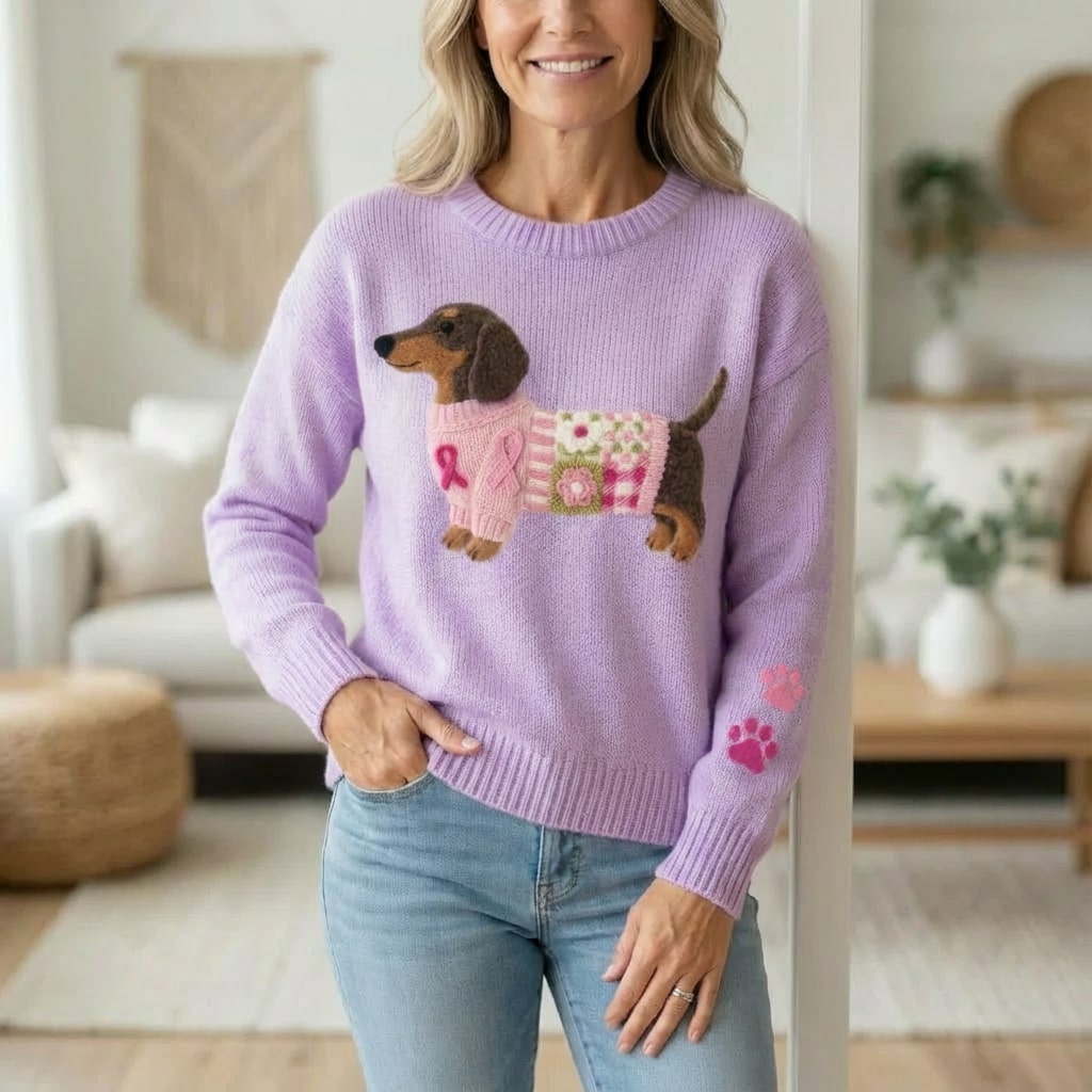 Daphne Women’s Sweater – Dachshund Design Jumper