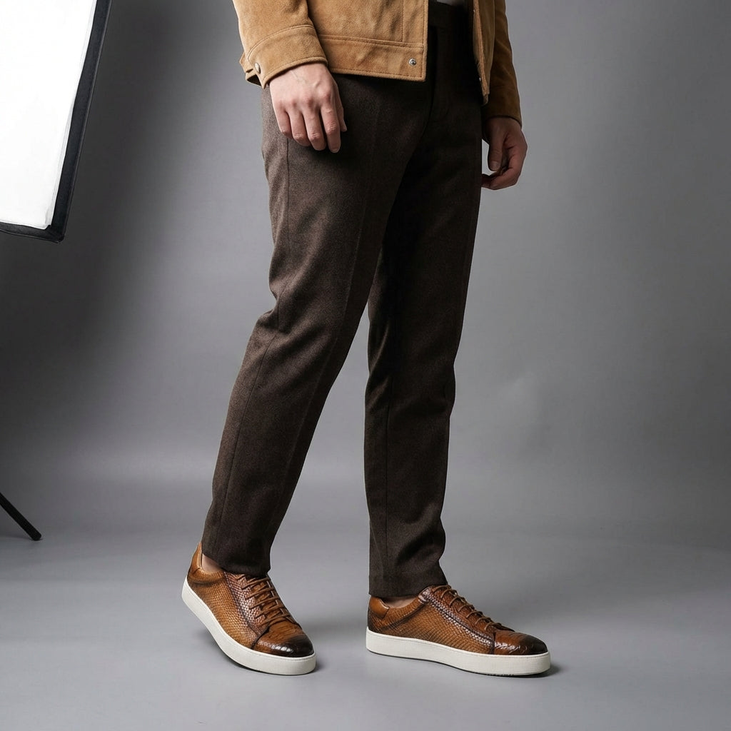Vincenzo Croc-Embossed Leather Sneakers – Premium Casual Sneakers