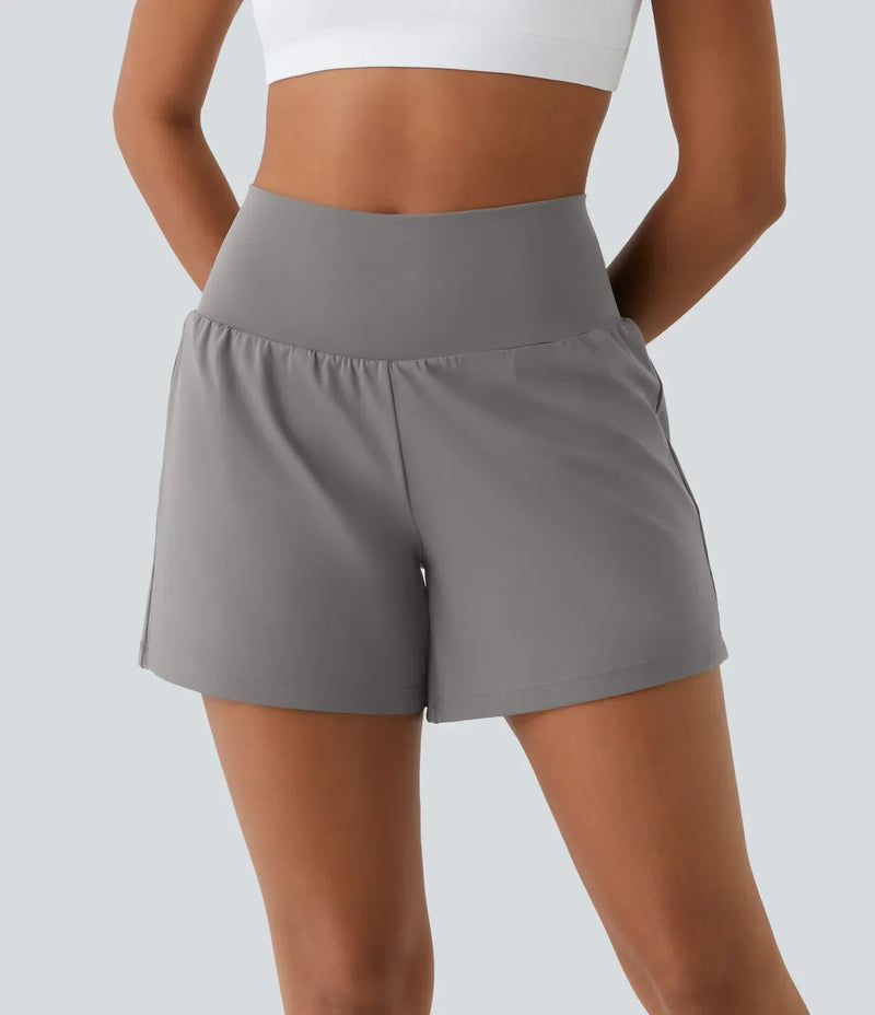 Sienna Performance Pocket Shorts – High-Waist Yoga Shorts with Coverage & Storage