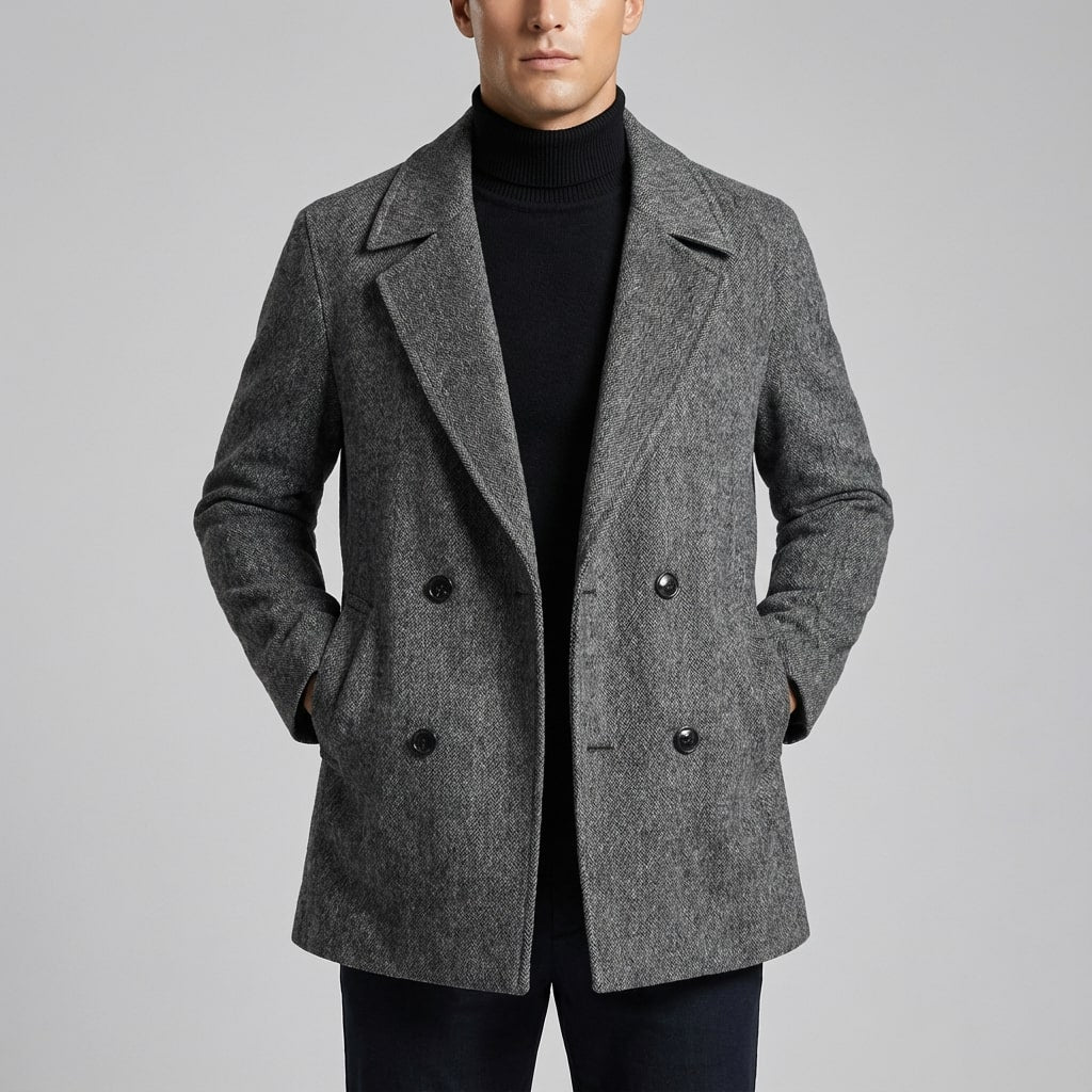 Soreno Men’s Coat – Double Breasted Wool Coat