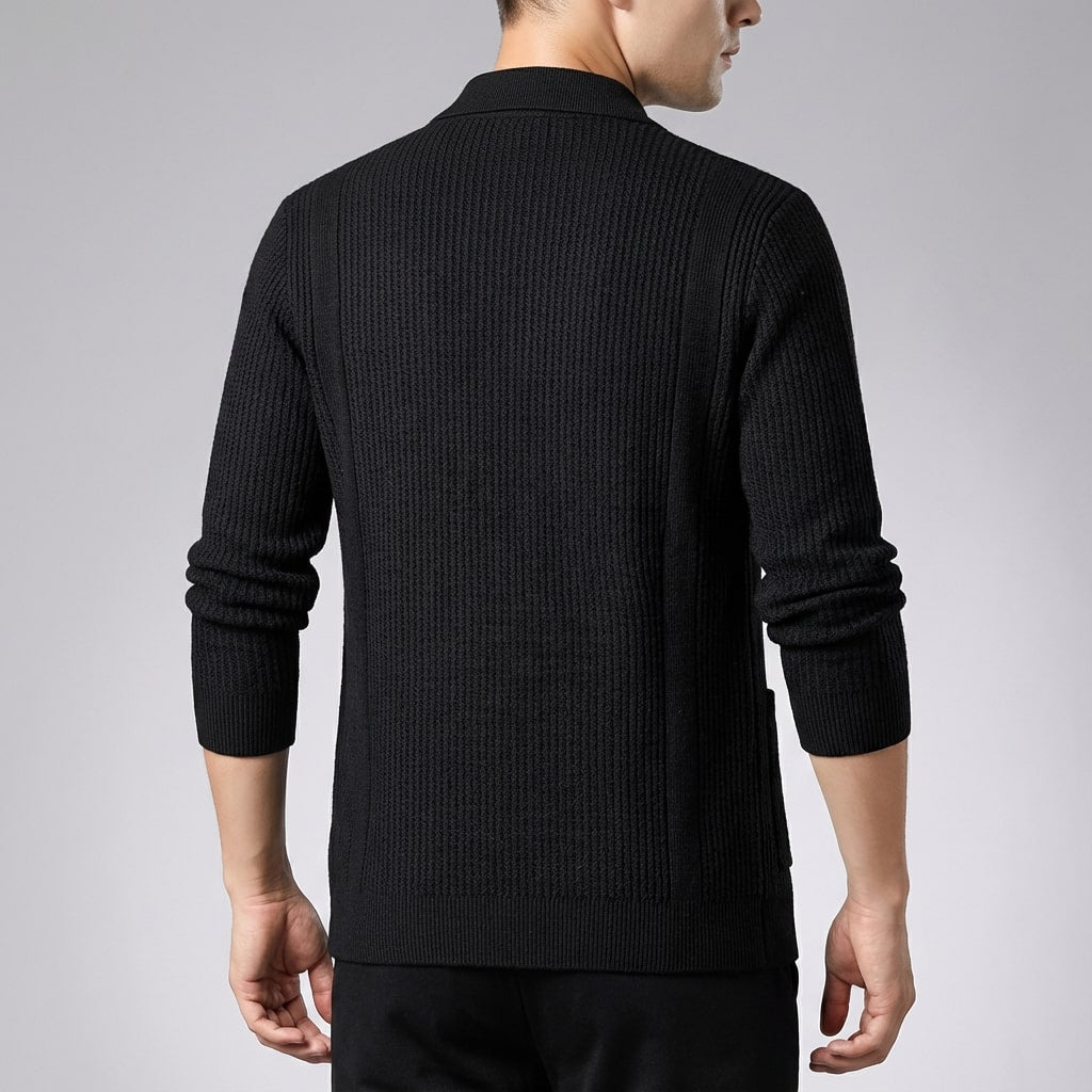 Matteo Men’s Cardigan – Textured Knit Shirt-Style Cardigan