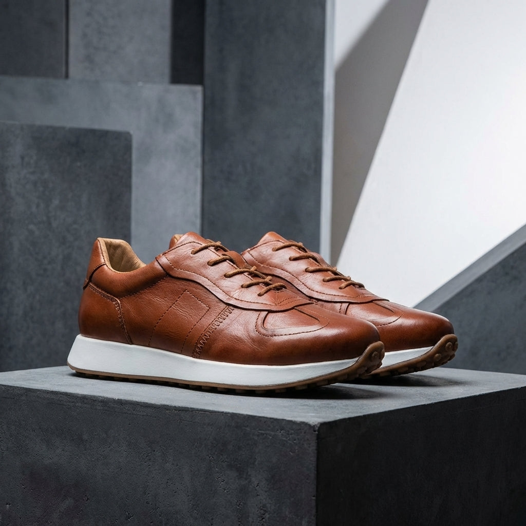 Westfield Italian Cowhide Leather Sneakers — Hand-Stitched Cushioned Casual Footwear