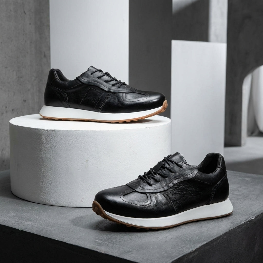 Westfield Italian Cowhide Leather Sneakers — Hand-Stitched Cushioned Casual Footwear