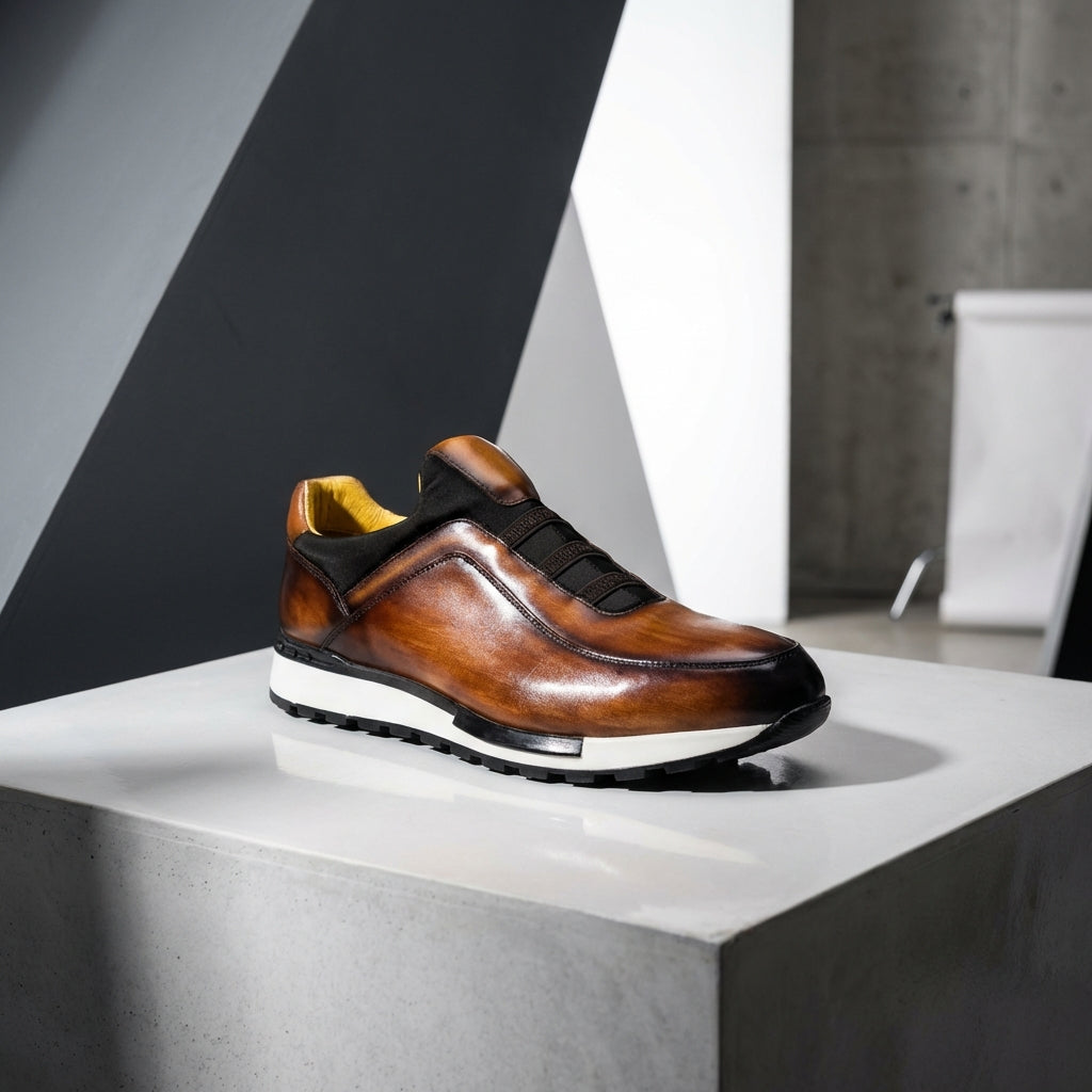 Hayden Genuine Leather Sneakers – Cushioned Streamlined Casual Lace-Up Shoes