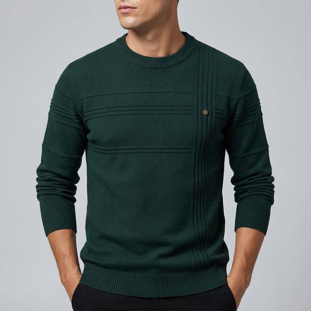 Bradford Men’s Cotton Sweater – Midweight Crew Neck Jumper with Tailored Fit