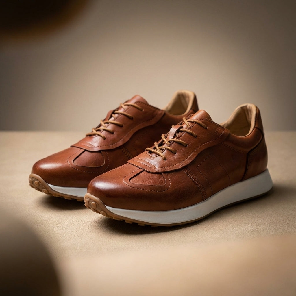 Westfield Italian Cowhide Leather Sneakers — Hand-Stitched Cushioned Casual Footwear