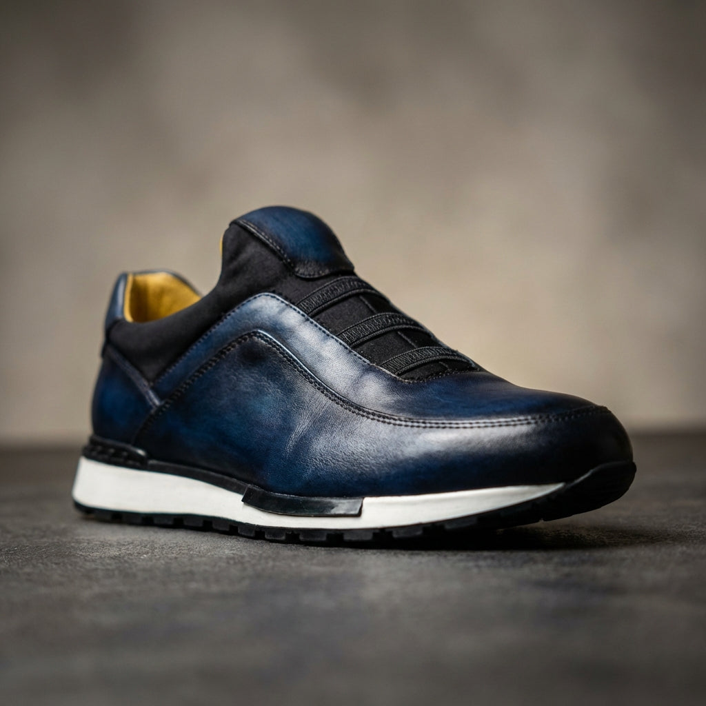 Hayden Genuine Leather Sneakers – Cushioned Streamlined Casual Lace-Up Shoes