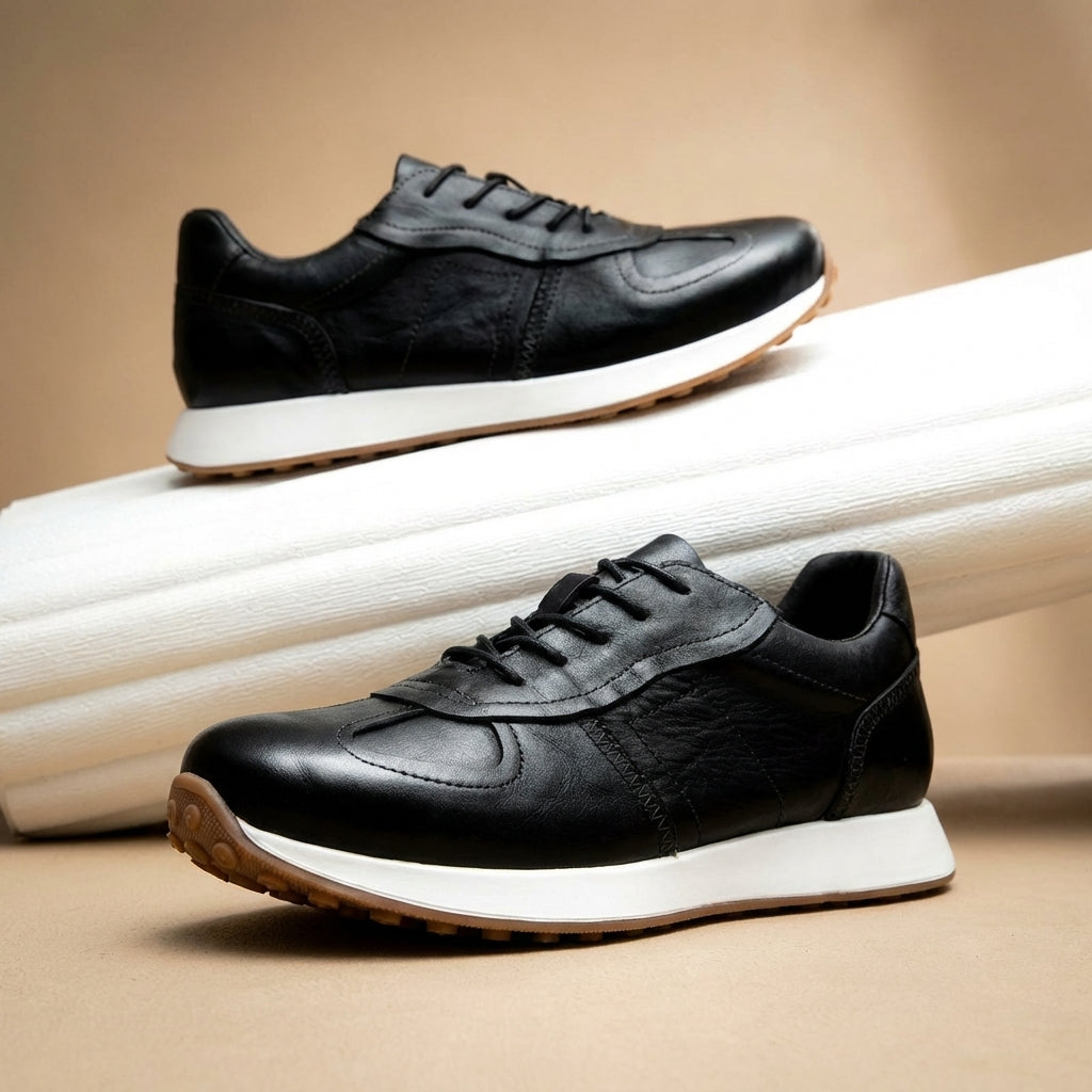 Westfield Italian Cowhide Leather Sneakers — Hand-Stitched Cushioned Casual Footwear