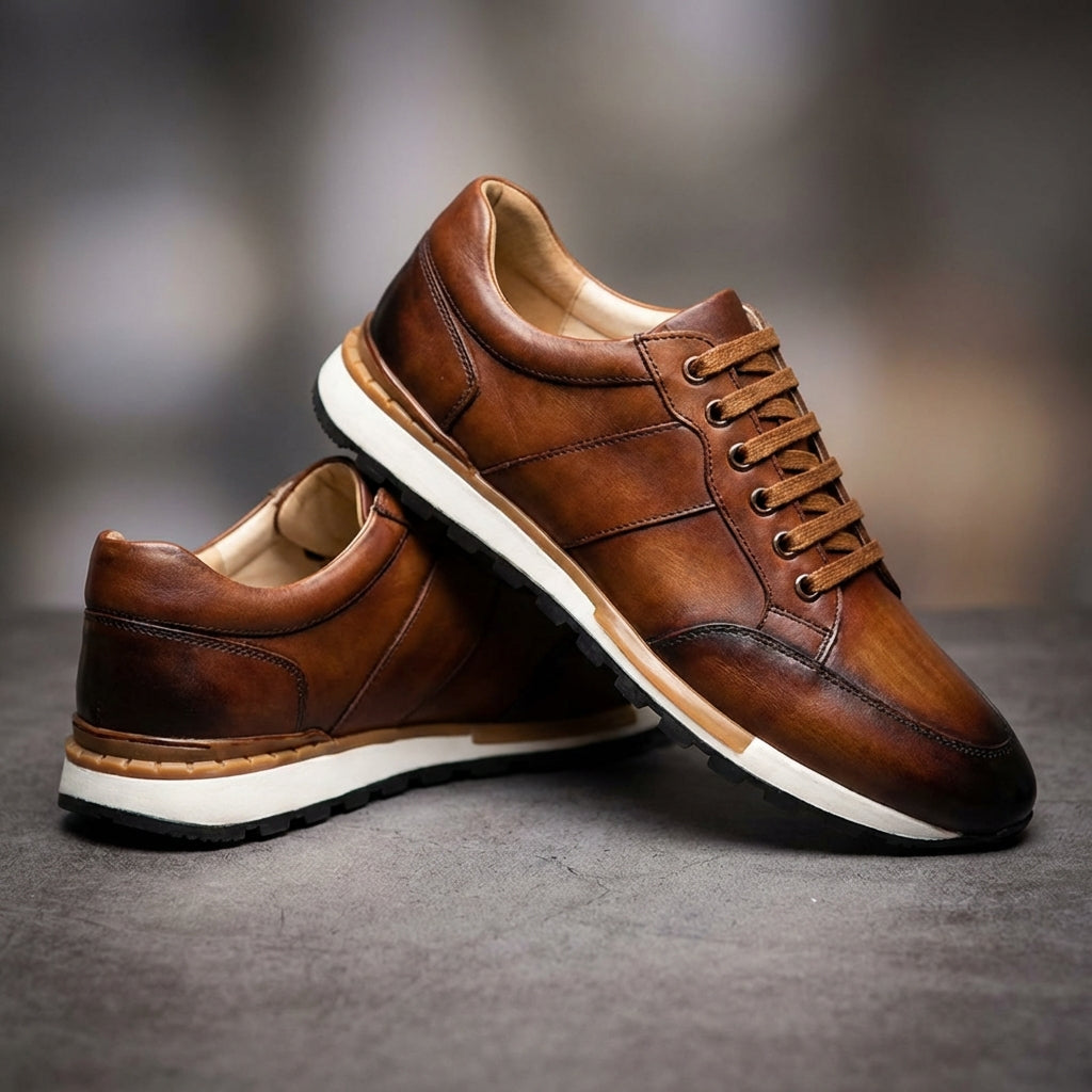 Eric Genuine Cowhide Leather Slip-On Sneakers – Breathable Casual Comfort Shoes
