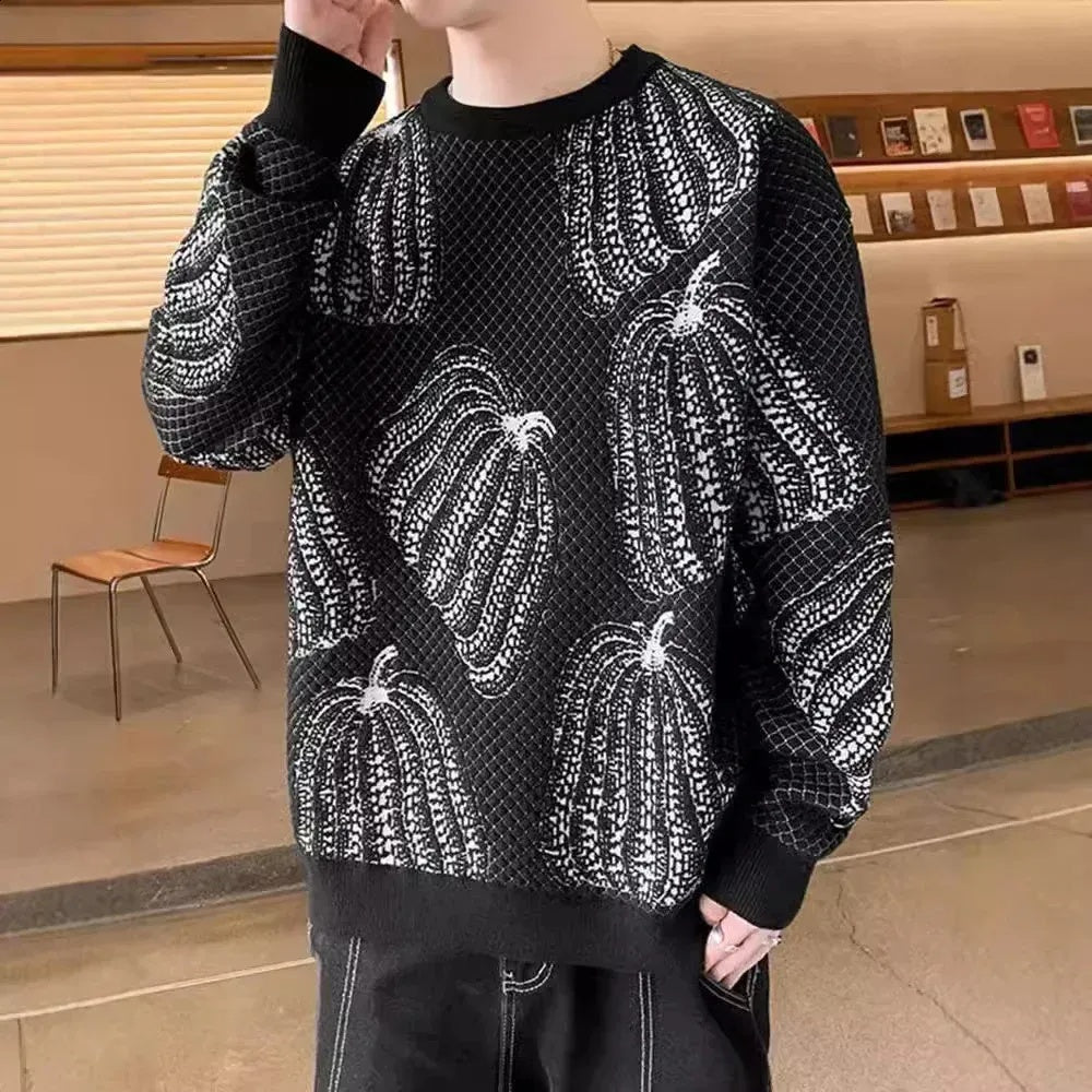 Mason Men’s Sweater – Cozy Pullover Knit with Seasonal Pumpkin Pattern