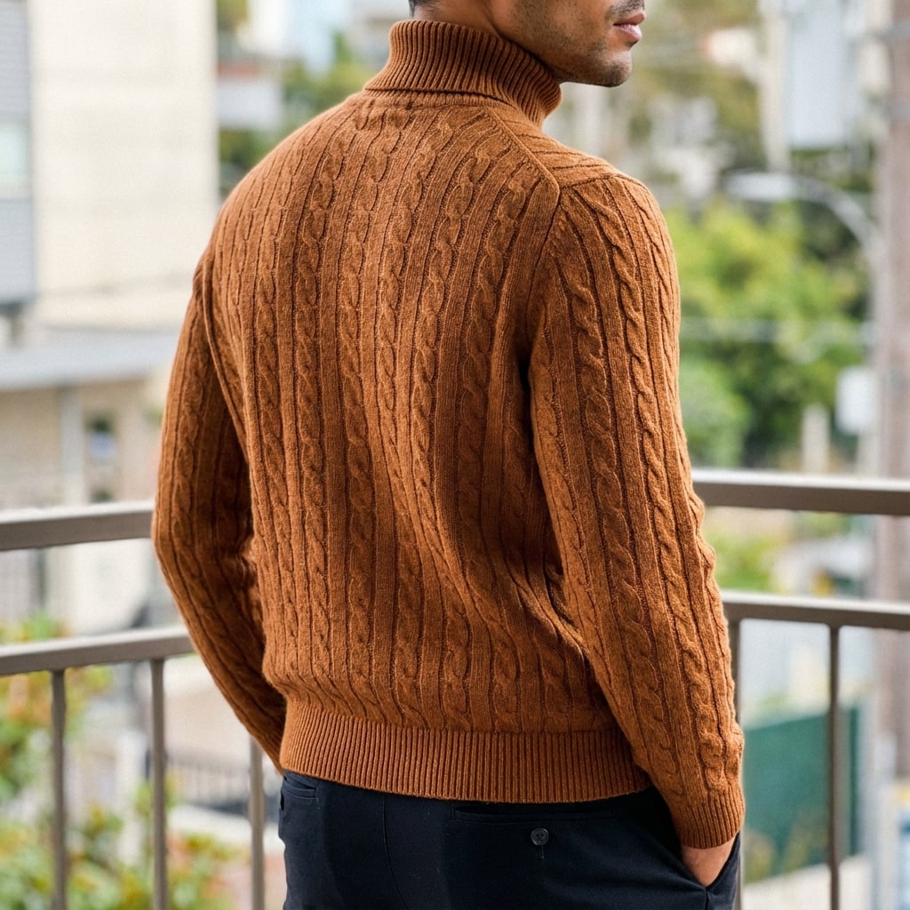 Arthur Men’s Turtleneck Sweater – Cable Knit Jumper