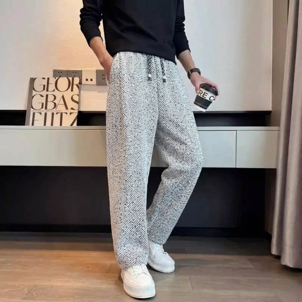 Mavro Men’s Pants – Brushed Knit Wide-Leg Pants