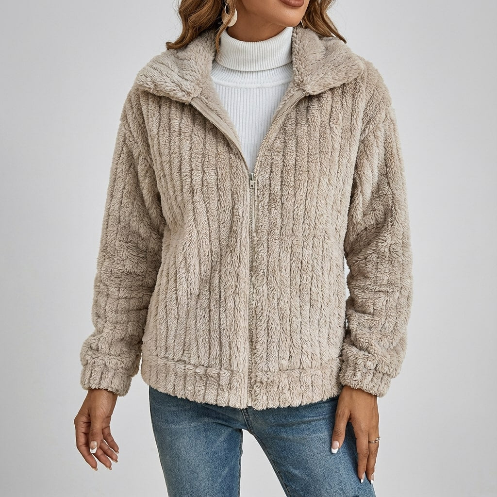 Harlyn Women’s Faux Fur Jacket – Elegant Plush Outerwear for Winter Layering