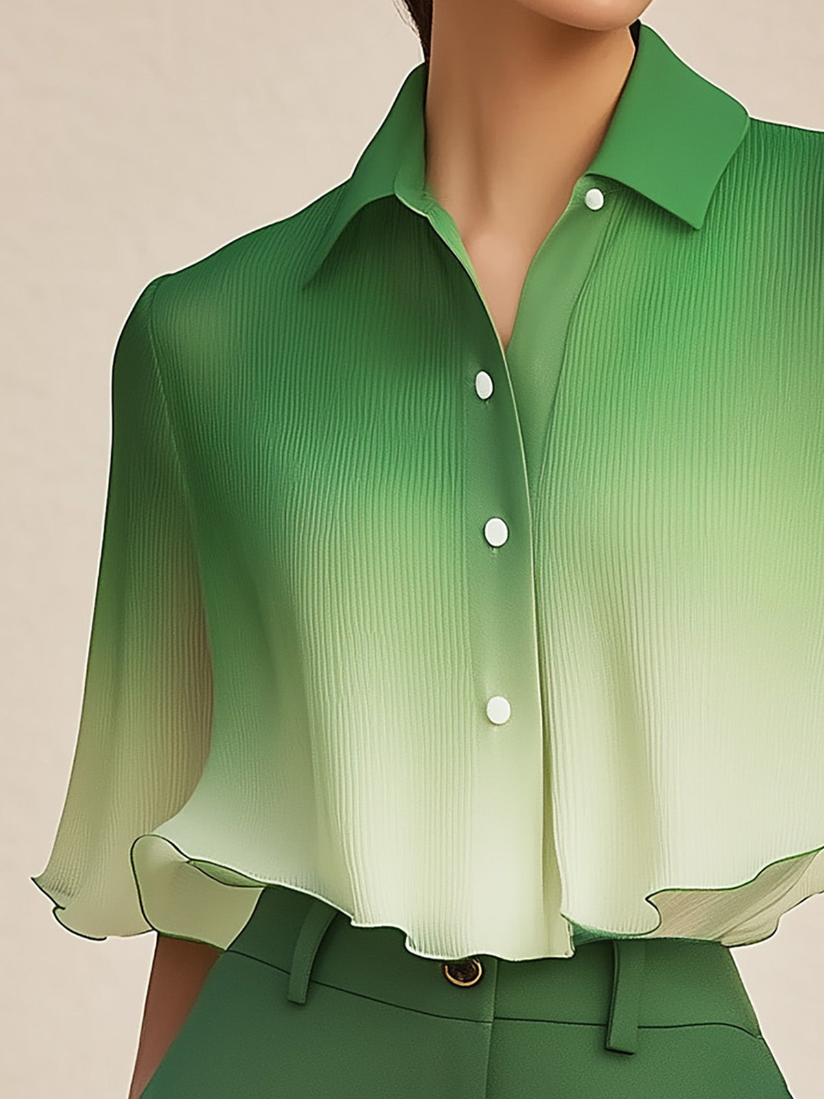 Savannah Gradient Green Chiffon Shirt