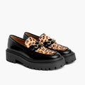 Aubrey Lug Sole Loafer – Platform Penny Loafer in Statement Leopard Suede