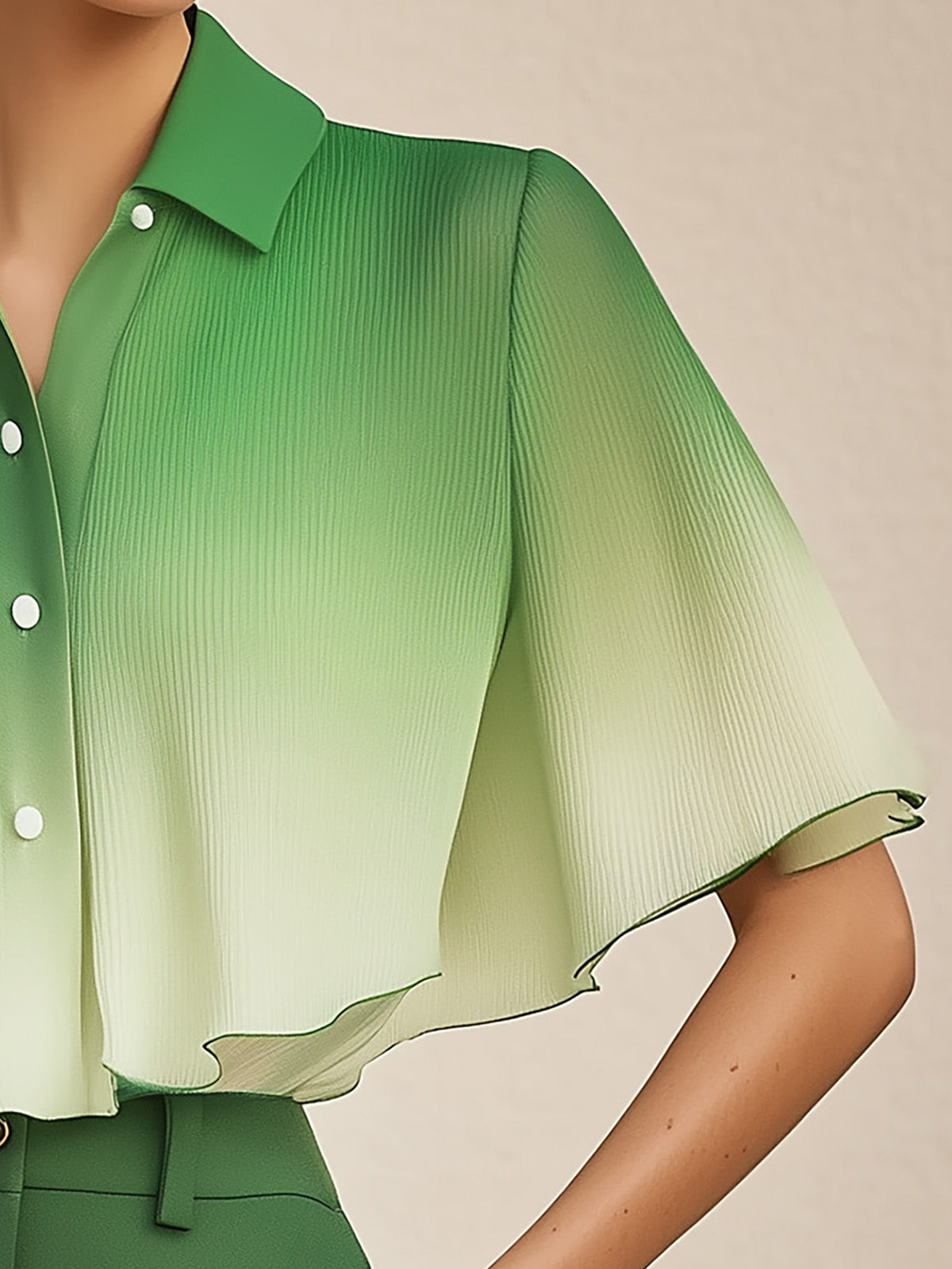 Savannah Gradient Green Chiffon Shirt