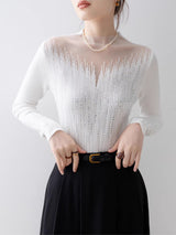 Ember Silver Accent Mesh Knit Blouse
