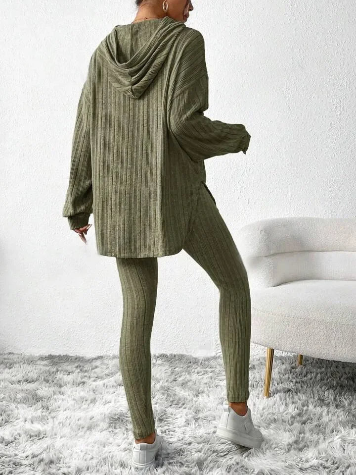 Camelia Women’s Lounge Set – Ribbed Soft Stretch-Knit Two-Piece Outfit