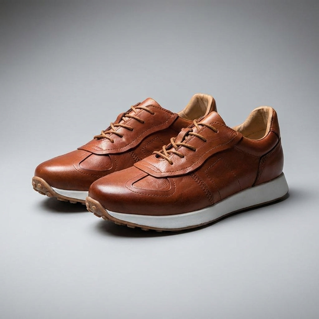 Westfield Italian Cowhide Leather Sneakers — Hand-Stitched Cushioned Casual Footwear