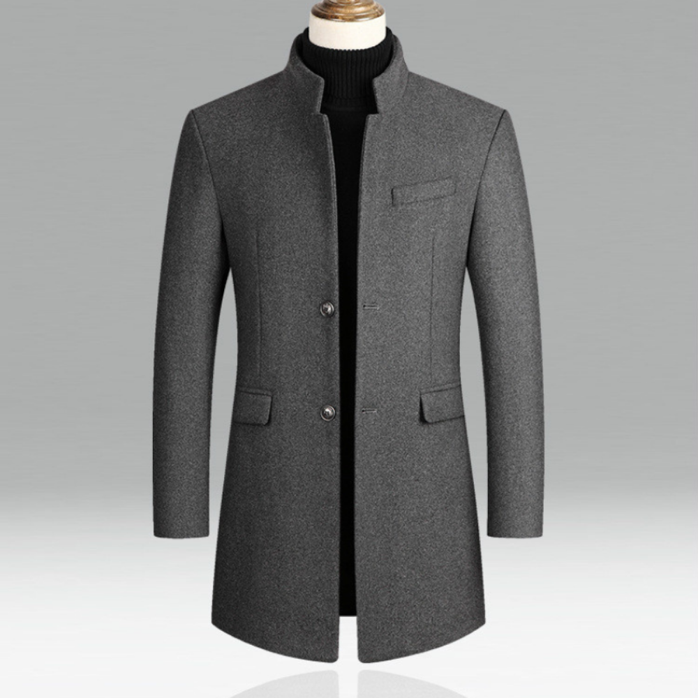 Mannix Men’s Wool Overcoat – Long Winter Coat with Insulated Lining
