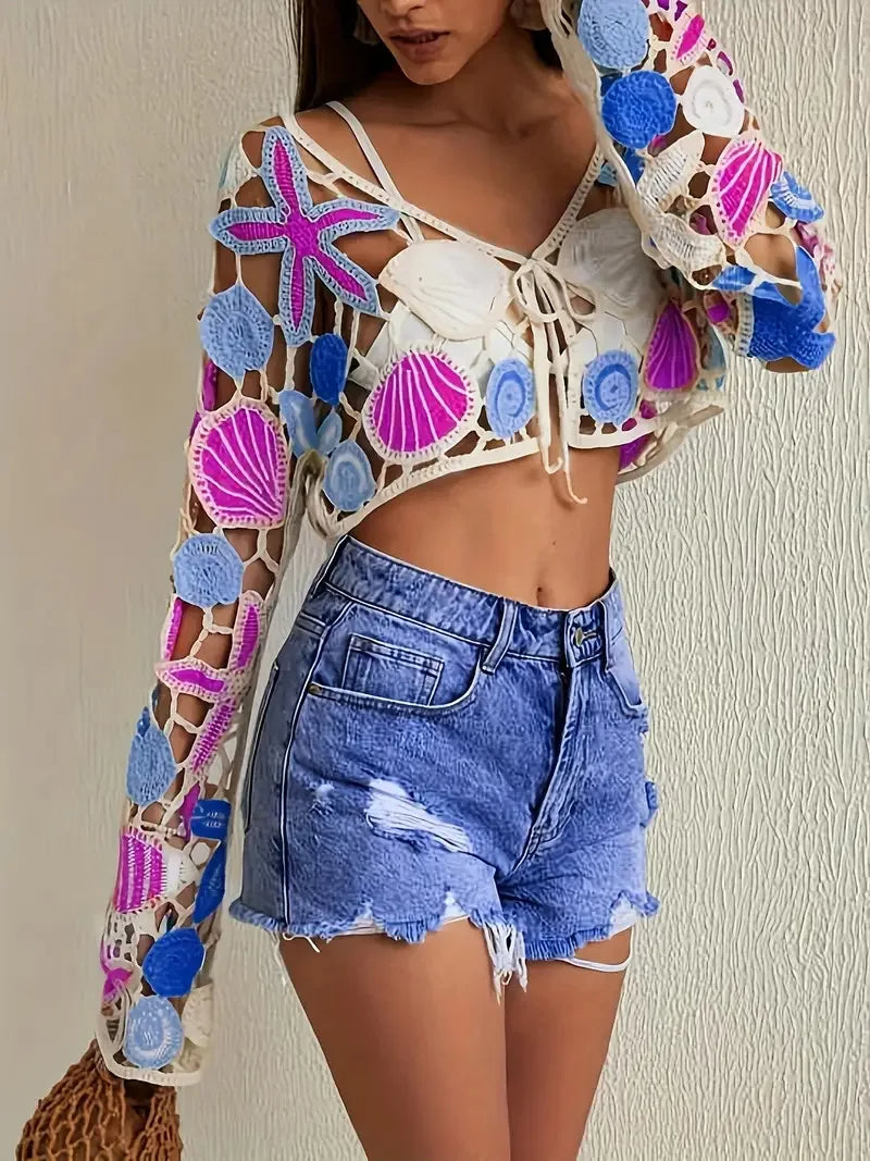 Marina Crochet Beach Cover-Up – Open-Knit Layering Piece for Effortless Resort Style