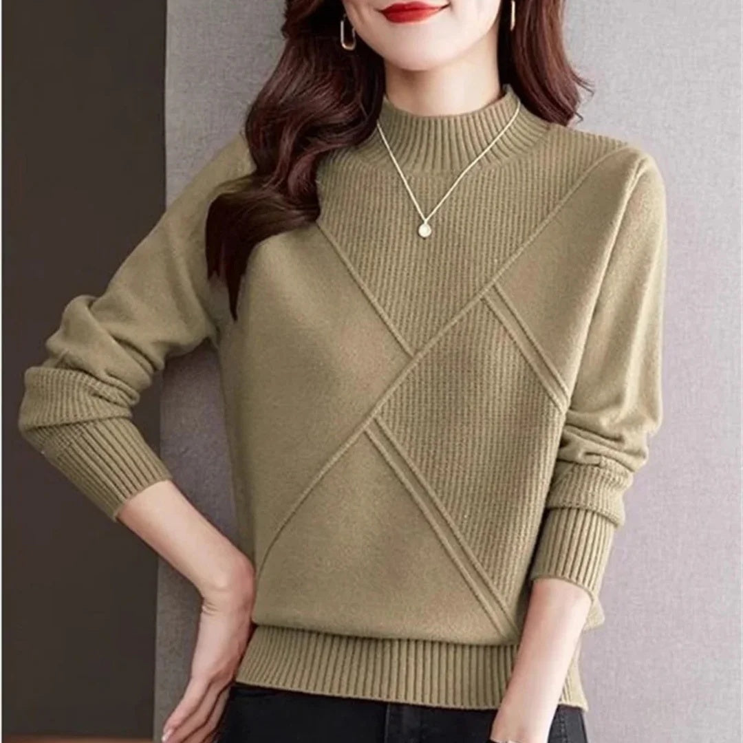 Veronica Women’s Pullover Sweater – Soft Cotton Blend with Mock Neck