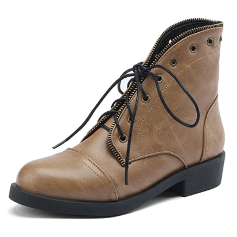 Beatriz Women’s Ankle Boots – Leather Military-Inspired Design Booties