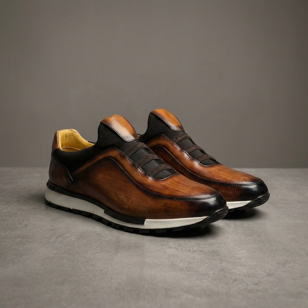 Hayden Genuine Leather Sneakers – Cushioned Streamlined Casual Lace-Up Shoes