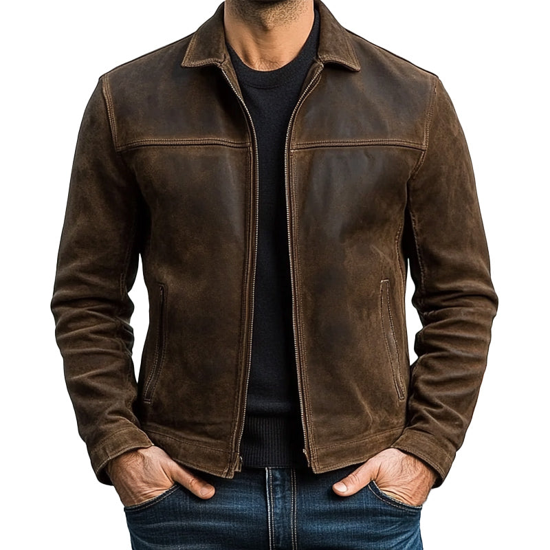 Weston Men’s Leather Jacket – Slim Fit Zipper Design with Classic Detailing