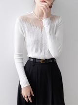 Ember Silver Accent Mesh Knit Blouse