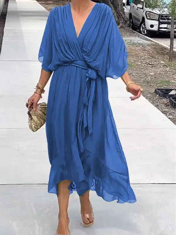 Madison V-Neck Chiffon Maxi Dress