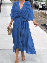 Madison V-Neck Chiffon Maxi Dress