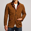 Andres Men’s Suede Blazer Jacket – Casual Outerwear with Leather Lapel