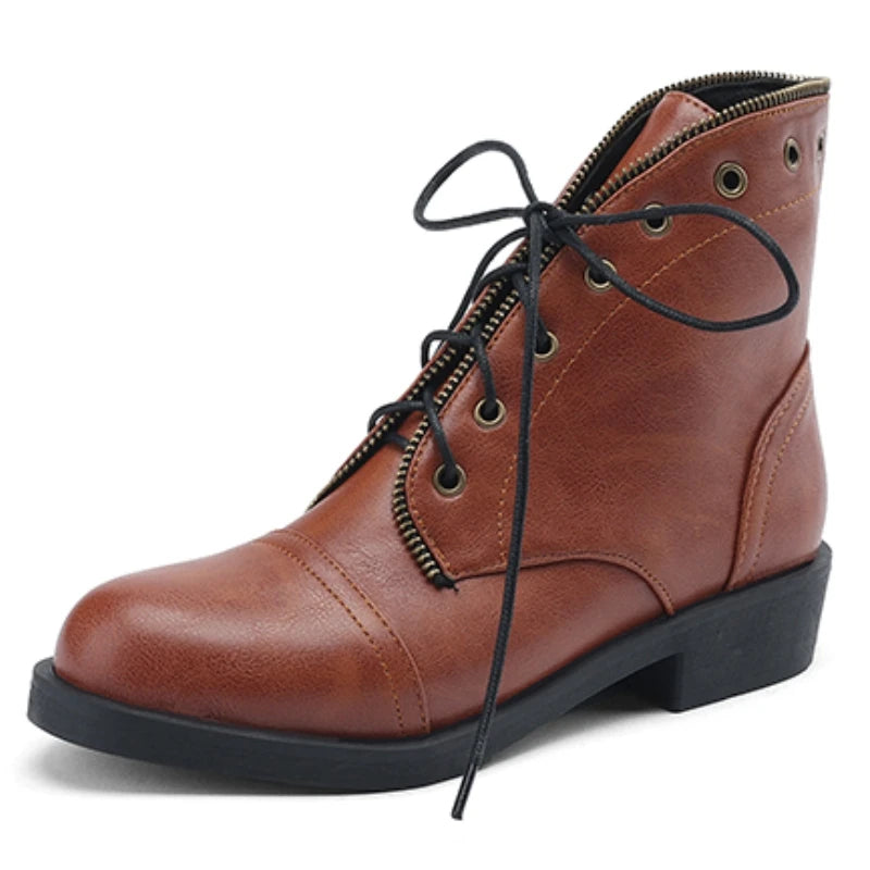 Beatriz Women’s Ankle Boots – Leather Military-Inspired Design Booties