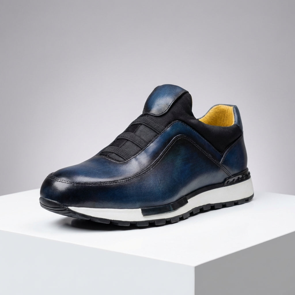 Hayden Genuine Leather Sneakers – Cushioned Streamlined Casual Lace-Up Shoes