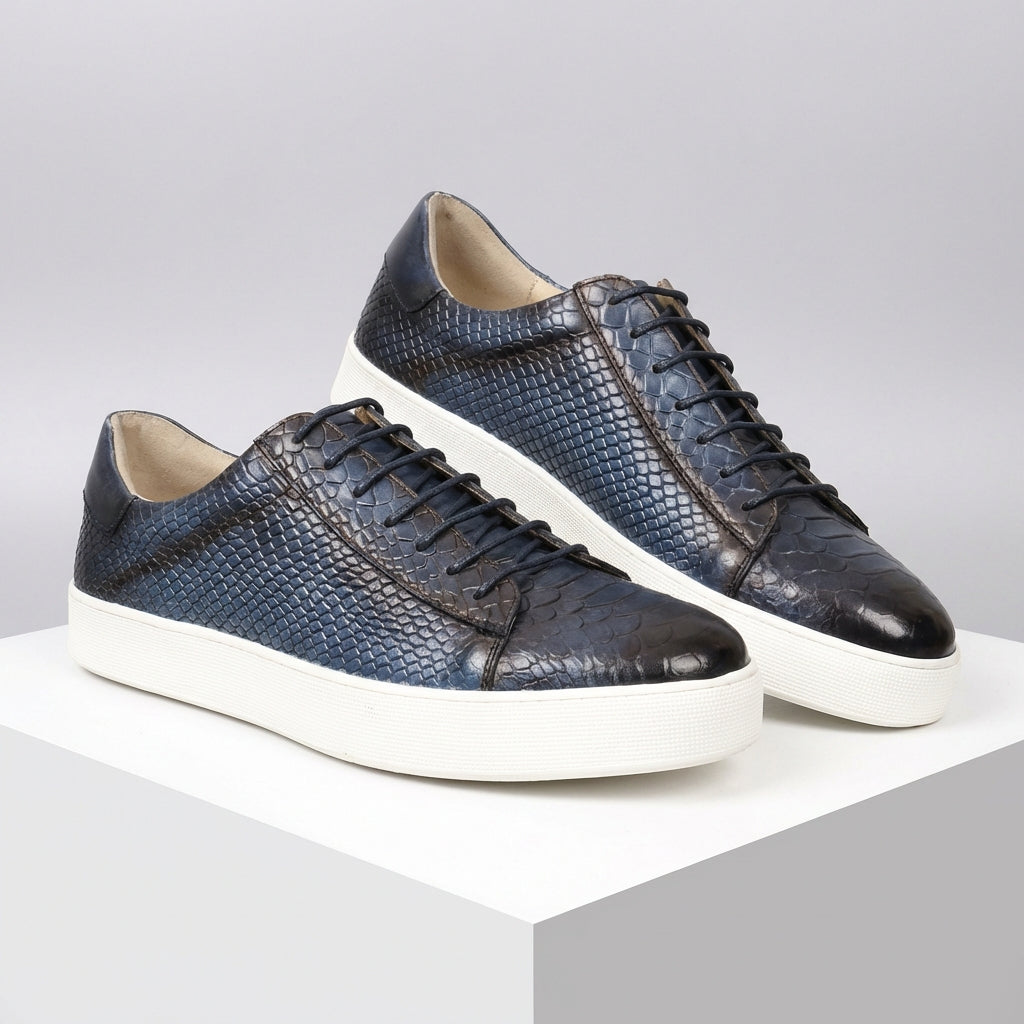 Vincenzo Croc-Embossed Leather Sneakers – Premium Casual Sneakers