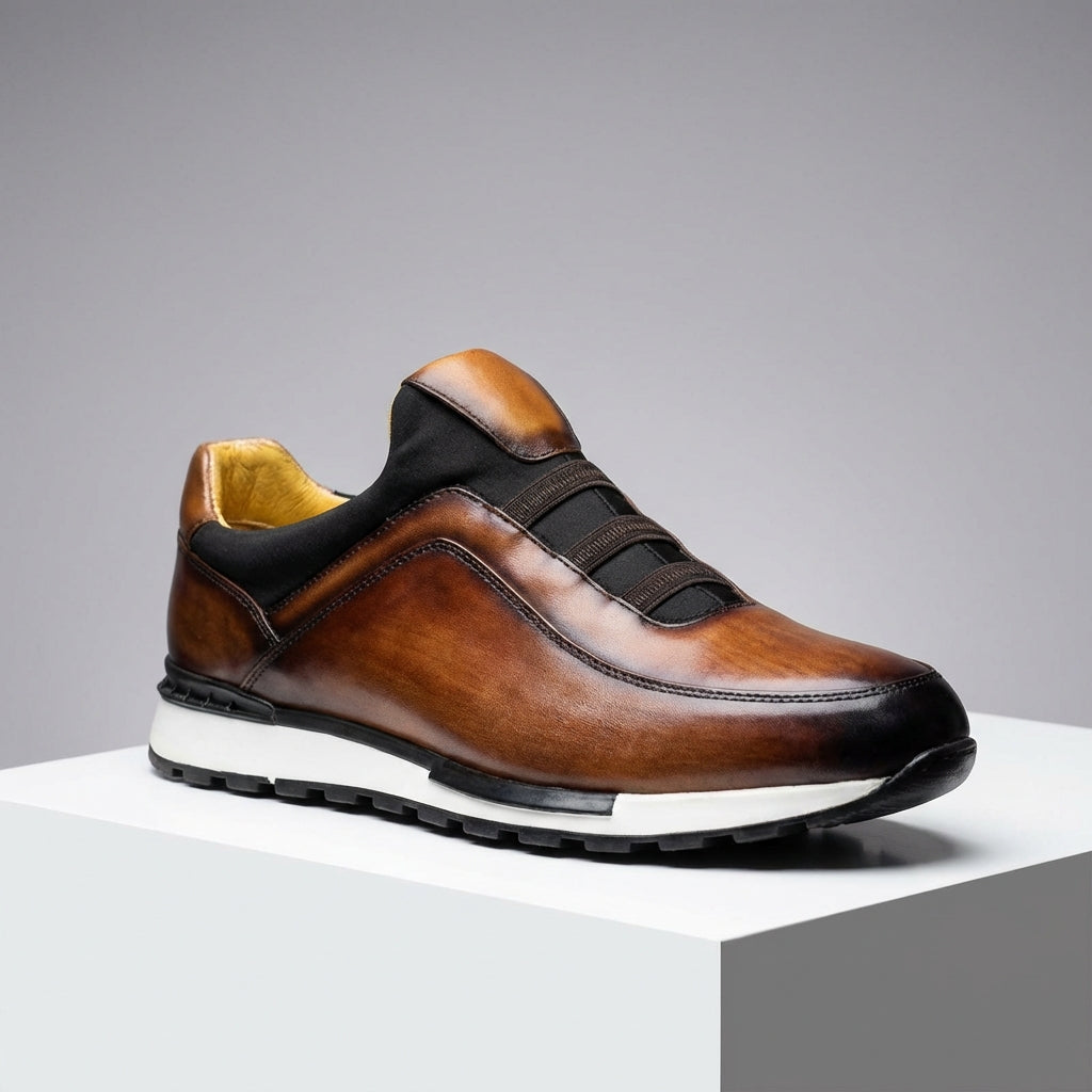 Hayden Genuine Leather Sneakers – Cushioned Streamlined Casual Lace-Up Shoes