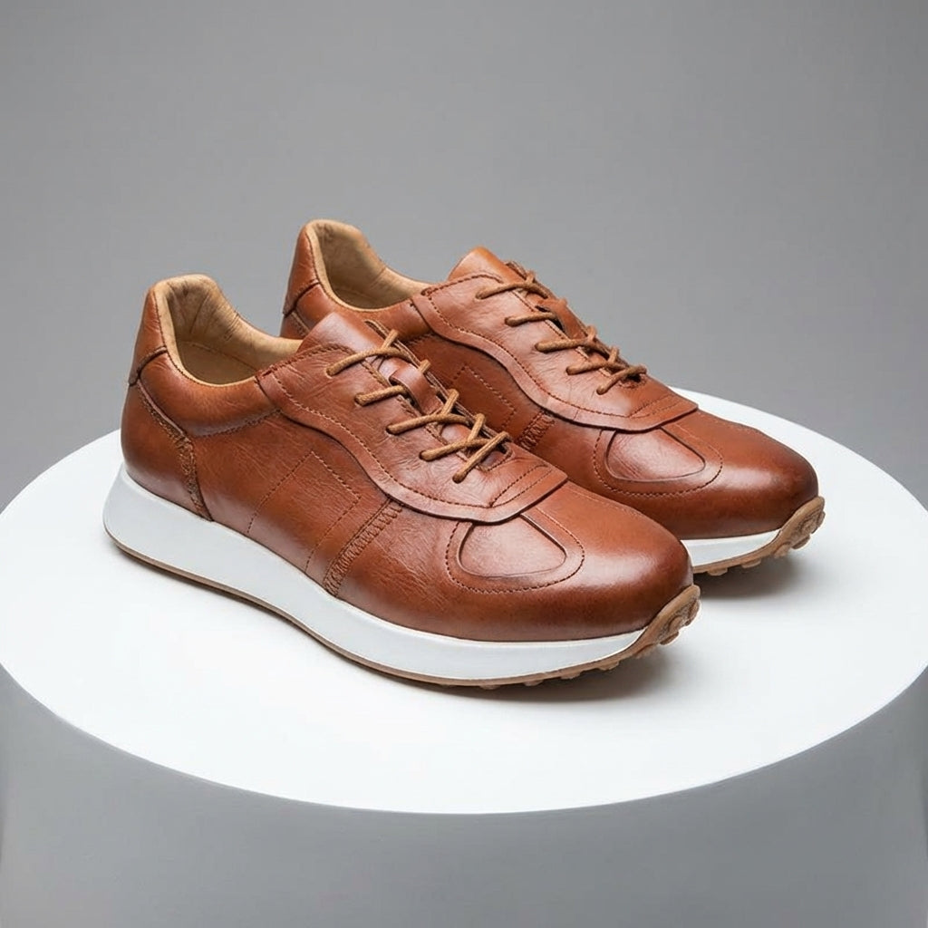 Westfield Italian Cowhide Leather Sneakers — Hand-Stitched Cushioned Casual Footwear