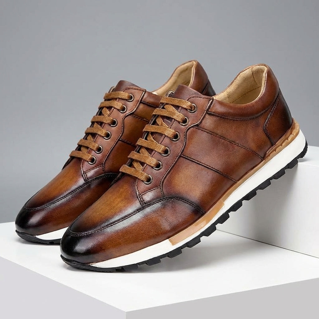 Eric Genuine Cowhide Leather Slip-On Sneakers – Breathable Casual Comfort Shoes