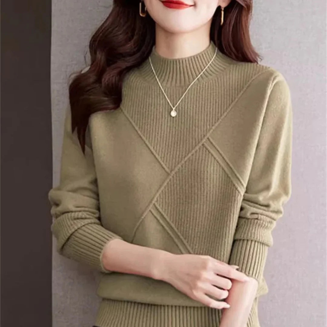 Veronica Women’s Pullover Sweater – Soft Cotton Blend with Mock Neck
