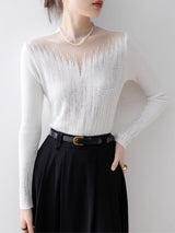 Ember Silver Accent Mesh Knit Blouse