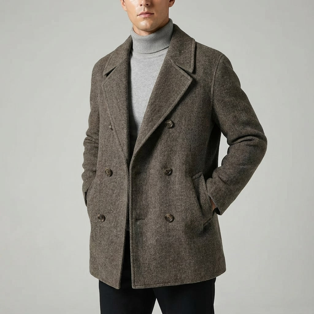 Soreno Men’s Coat – Double Breasted Wool Coat